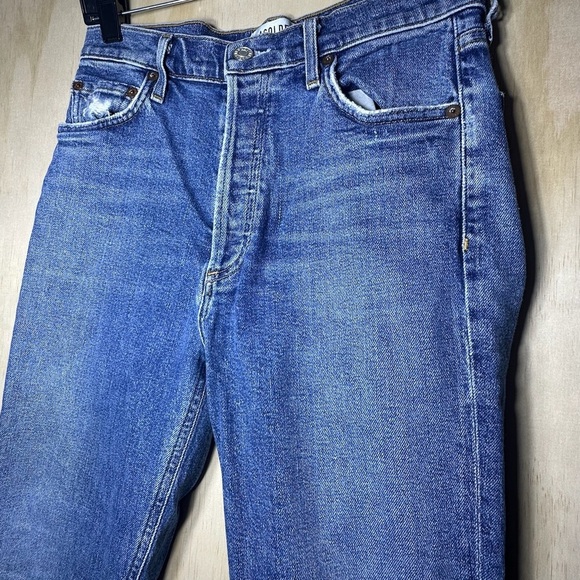 AGOLDE Nico High-Rise Skinny Jeans Blue Bottom Distressed Denim Jeans Size 27 - Picture 2 of 8